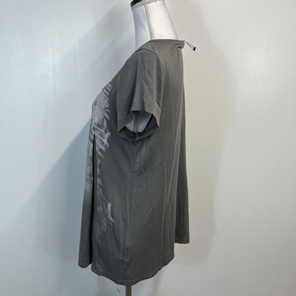 Mado et les Autres Top Women's sz L/3 Gray White Pullover Pleated Stretch Artsy - Picture 5 of 7